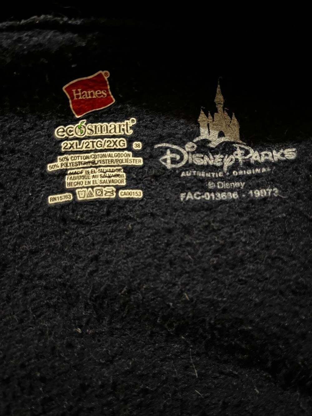 Disney Parks Mickey Mouse Varsity Style Hoodie 2XL Black EcoSmart Hanes